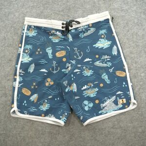 Jetty Board Shorts Mens 34 Blue Sandbar Beach Print AOP Swim Surf Trunks New